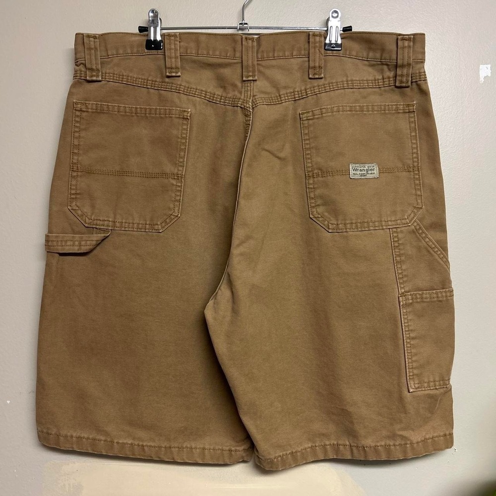 Vintage Wrangler Tan Canvas Carpenter Shorts Mens 38 Retro Baggy Workwear 00s
